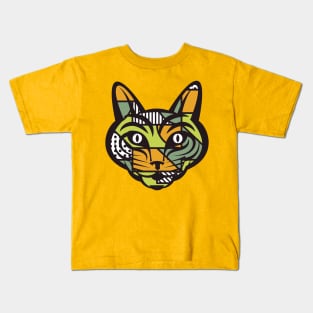 Abstract Cat Geometric Shapes Kids T-Shirt